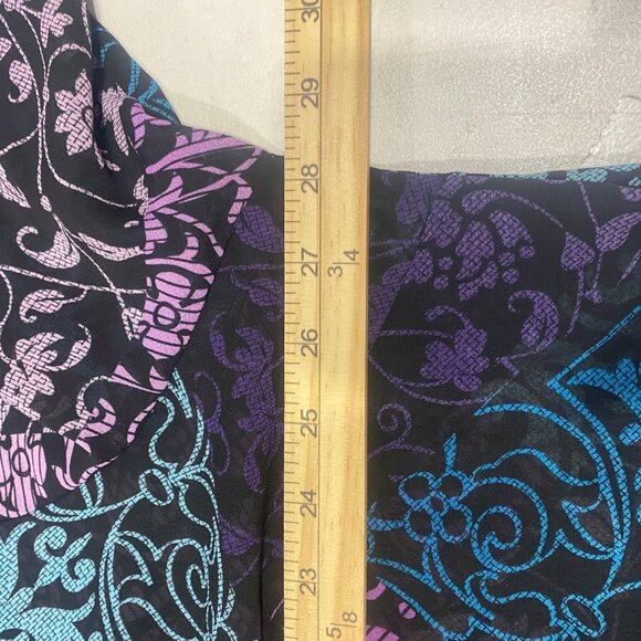 Maggie Barnes Sheer Button-Up Tunic Top Womens 2X 22/24W Colorful Purple Blue Ar - Picture 7 of 9